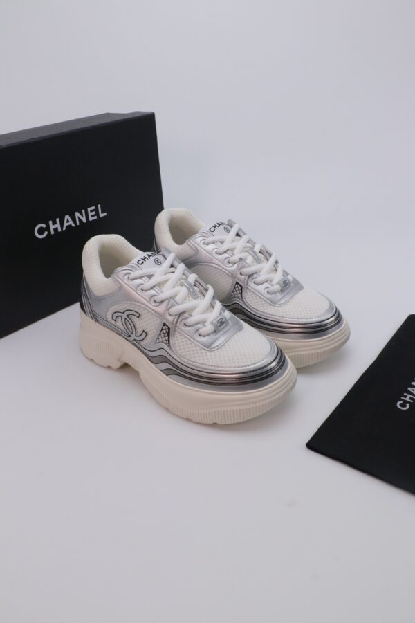 Chanel Wave-Panel Mesh Trainer White-Mesh-Silver-Metal