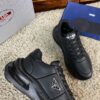 sy_no_8CA9FCC3D217E8A4254B61C3172F9DF9_4 Prada Black Leather Triangle Logo Thick-Sole Low-Top Sneaker