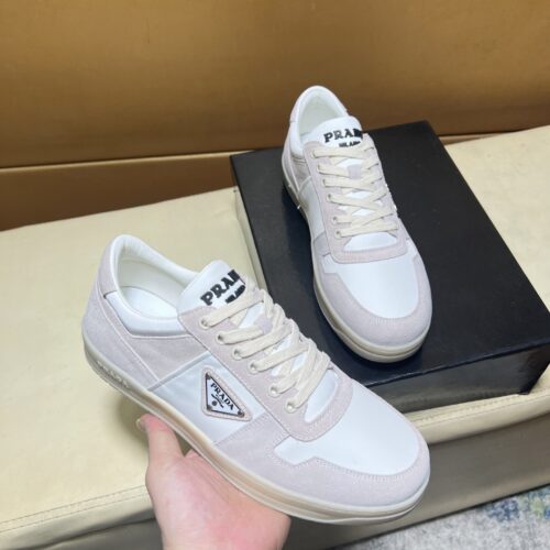 sy_no_8CDEC9428F26A24FF38D4E22353BE8D5_0 Prada Off-White Suede and Leather Low-Top Casual Sneaker