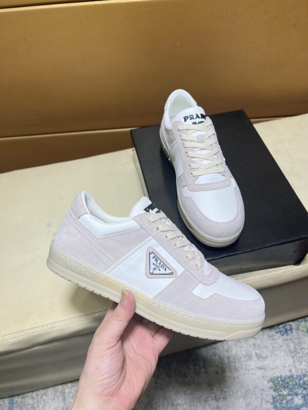 sy_no_8CDEC9428F26A24FF38D4E22353BE8D5_1 Prada Off-White Suede and Leather Low-Top Casual Sneaker