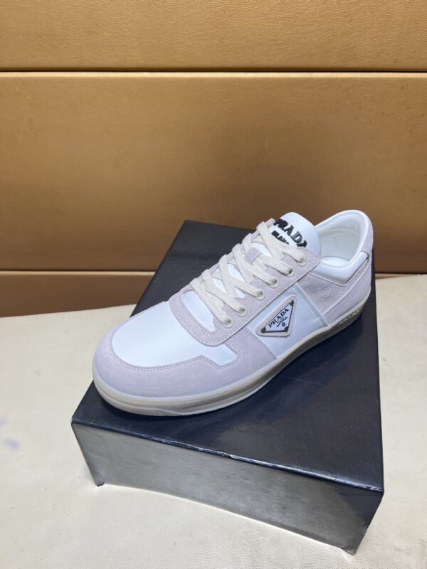 sy_no_8CDEC9428F26A24FF38D4E22353BE8D5_2 Prada Off-White Suede and Leather Low-Top Casual Sneaker