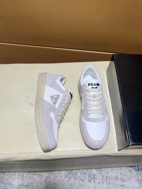 sy_no_8CDEC9428F26A24FF38D4E22353BE8D5_3 Prada Off-White Suede and Leather Low-Top Casual Sneaker