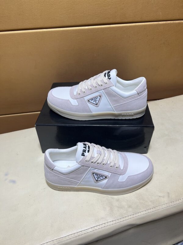sy_no_8CDEC9428F26A24FF38D4E22353BE8D5_5 Prada Off-White Suede and Leather Low-Top Casual Sneaker