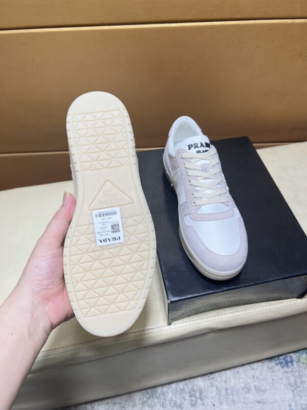 sy_no_8CDEC9428F26A24FF38D4E22353BE8D5_7 Prada Off-White Suede and Leather Low-Top Casual Sneaker
