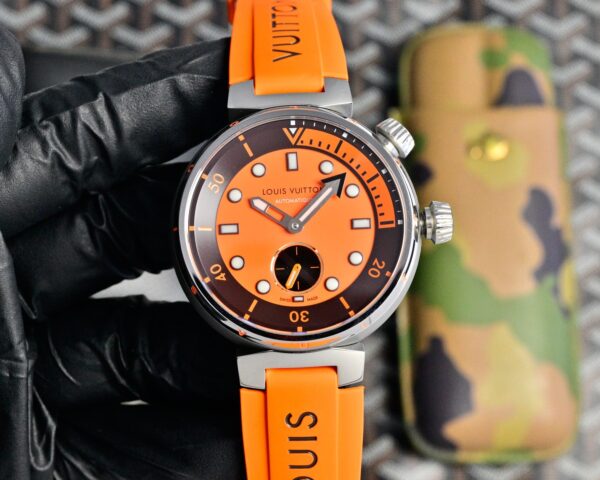 sy_no_8CE5BC129A2D097D93698379FD99E4B6_3 LOUIS VUITTON Watch Automatic Mechanical Movement Rubber Strap 44mm Black Dial Men's Watch 100m Waterproof