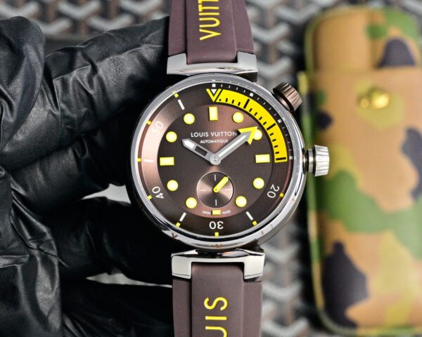 sy_no_8CE5BC129A2D097D93698379FD99E4B6_7 LOUIS VUITTON Watch Automatic Mechanical Movement Rubber Strap 44mm Black Dial Men's Watch 100m Waterproof