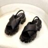 Prada Black Cross-Strap Triangle Tread Platform Sandal