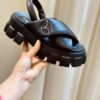 sy_no_8EE2691DC0254907DA6B3723D6CED176_4 Prada Black Cross-Strap Triangle Tread Platform Sandal