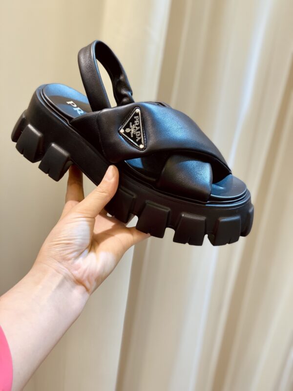 sy_no_8EE2691DC0254907DA6B3723D6CED176_4 Prada Black Cross-Strap Triangle Tread Platform Sandal