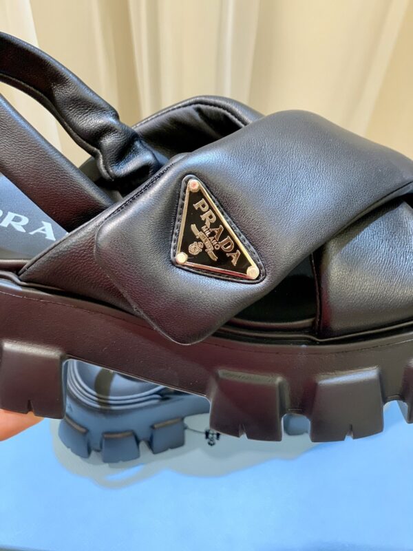 sy_no_8EE2691DC0254907DA6B3723D6CED176_6 Prada Black Cross-Strap Triangle Tread Platform Sandal