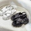 sy_no_8EE2691DC0254907DA6B3723D6CED176_8 Prada Black Cross-Strap Triangle Tread Platform Sandal