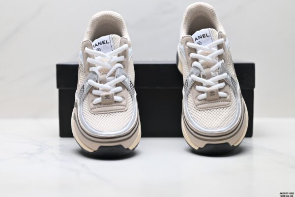 sy_no_8F6FD2FC3B0124FB9B5D164701EF853B_6 Chanel Beige, Rose Gold & Silver Chunky Sneaker with Interlocking CC Logo