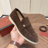 sy_no_906C0655D448AAA564B8A03891969145_4 Loro Piana Dark Brown Suede Strap Loafers