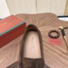 sy_no_906C0655D448AAA564B8A03891969145_5 Loro Piana Dark Brown Suede Strap Loafers