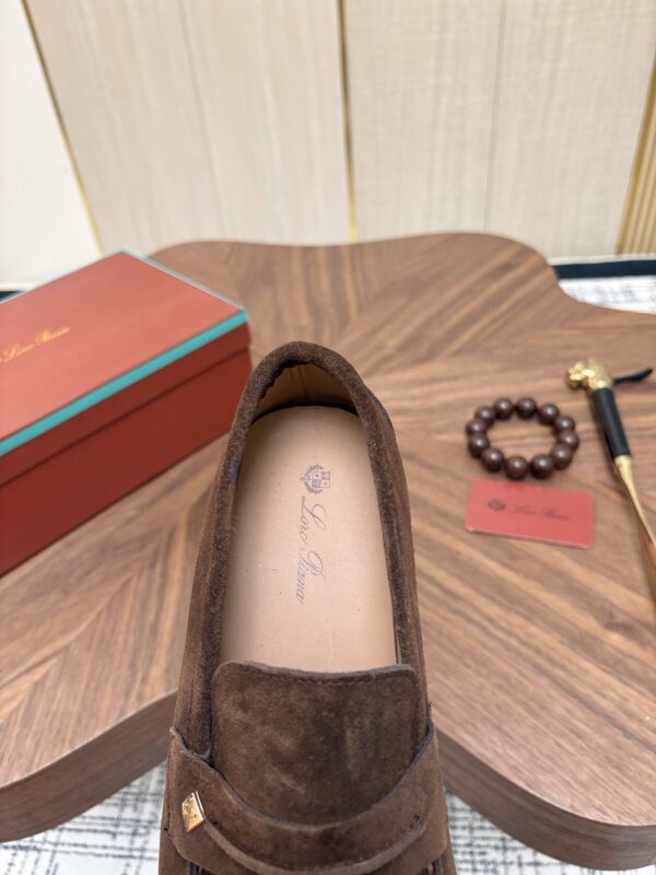 sy_no_906C0655D448AAA564B8A03891969145_5 Loro Piana Dark Brown Suede Strap Loafers