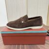 sy_no_906C0655D448AAA564B8A03891969145_6 Loro Piana Dark Brown Suede Strap Loafers