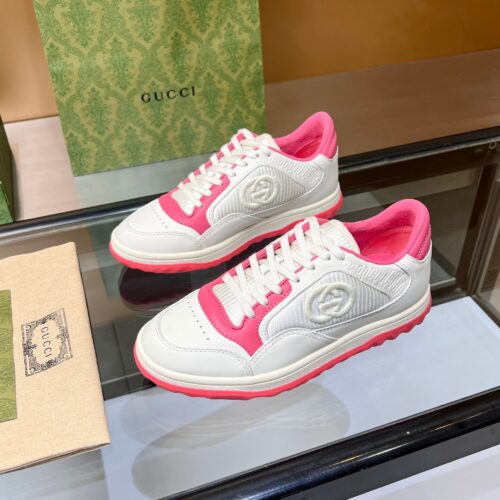 sy_no_90A21505EC6EA133173F9F6B98BE7E53_0 Gucci MAC8 Interlocking G Sneaker in White & Pink