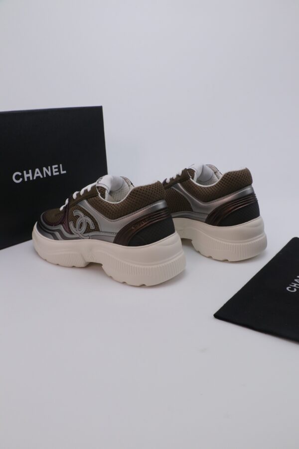 Chanel Wave-Panel Mesh Trainer Brown-Mesh-Burgundy-Metal