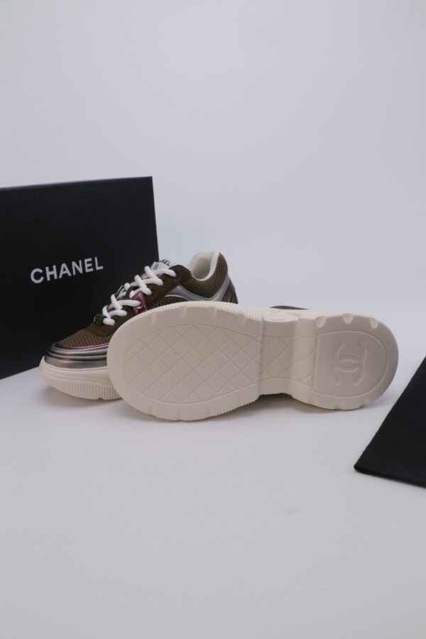 Chanel Wave-Panel Mesh Trainer Brown-Mesh-Burgundy-Metal