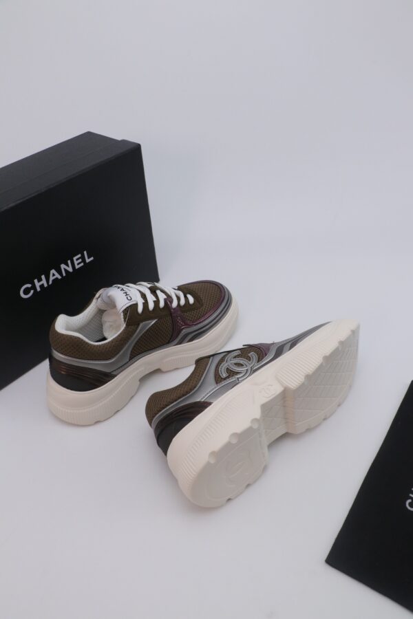 Chanel Wave-Panel Mesh Trainer Brown-Mesh-Burgundy-Metal