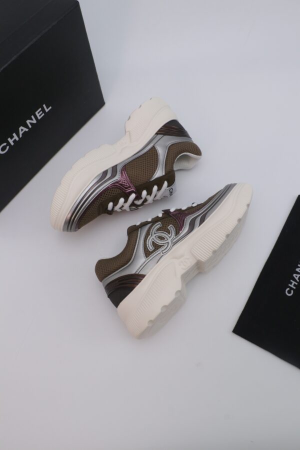 Chanel Wave-Panel Mesh Trainer Brown-Mesh-Burgundy-Metal