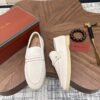 Loro Piana Off-White Suede Strap Loafers