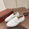 Loro Piana Off-White Suede Strap Loafers