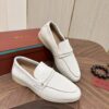 Loro Piana Off-White Suede Strap Loafers