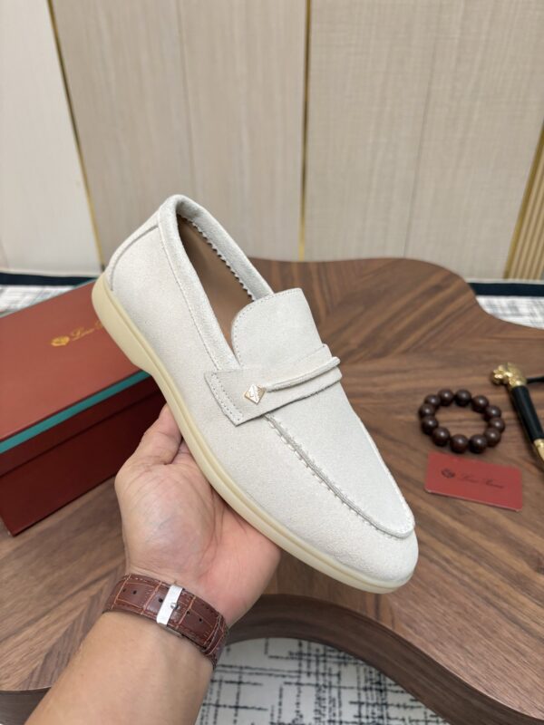 Loro Piana Off-White Suede Strap Loafers