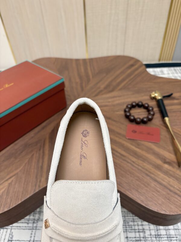 Loro Piana Off-White Suede Strap Loafers