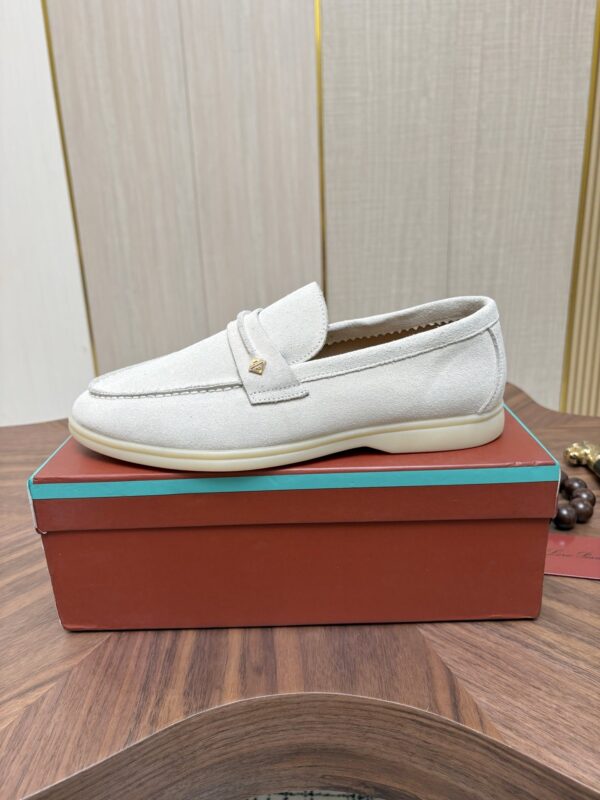 Loro Piana Off-White Suede Strap Loafers