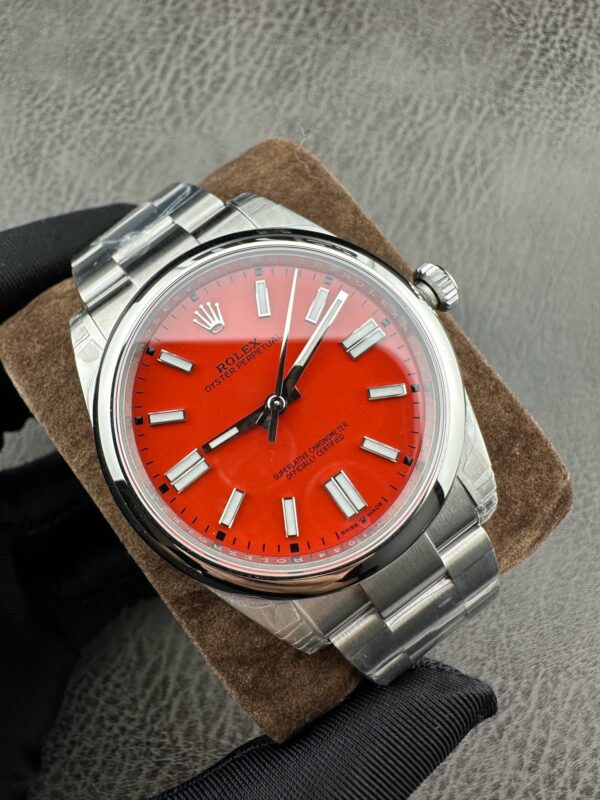 sy_no_934629C829BE74600CF0A4E78781BF2B_0 Rolex Smooth Ring Oyster Perpetual Automatic Mechanical Movement Orange Dial Oyster Steel Case