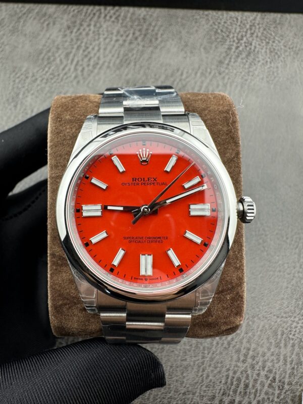 sy_no_934629C829BE74600CF0A4E78781BF2B_1 Rolex Smooth Ring Oyster Perpetual Automatic Mechanical Movement Orange Dial Oyster Steel Case