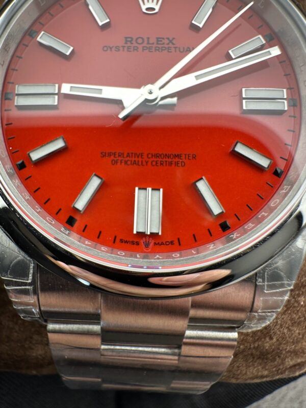 sy_no_934629C829BE74600CF0A4E78781BF2B_3 Rolex Smooth Ring Oyster Perpetual Automatic Mechanical Movement Orange Dial Oyster Steel Case