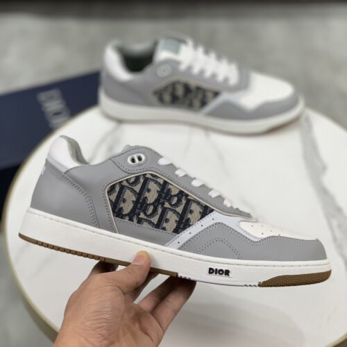 Dior Grey Leather Oblique Patch Low Sneaker