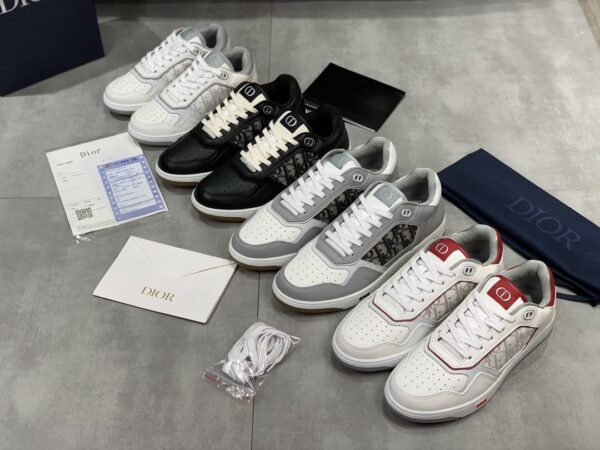 Dior Grey Leather Oblique Patch Low Sneaker