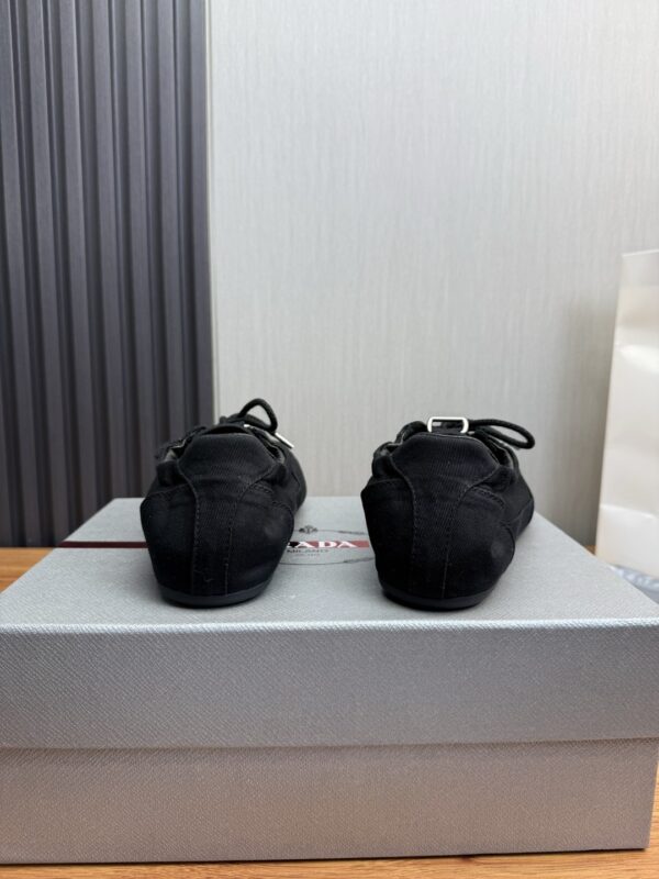 Prada Black Canvas Lace-Up Flat Sneaker