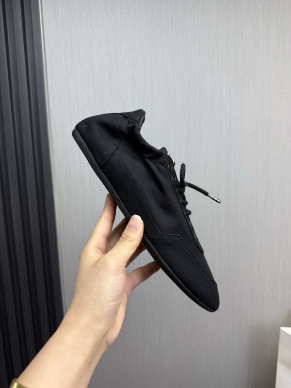 Prada Black Canvas Lace-Up Flat Sneaker