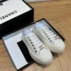 sy_no_95AAA00071716AF974097CC588FB913A_0 Chanel 24P All-White Waxed-Leather Platform Low-Top Sneaker with Gold-Tone CC Logo