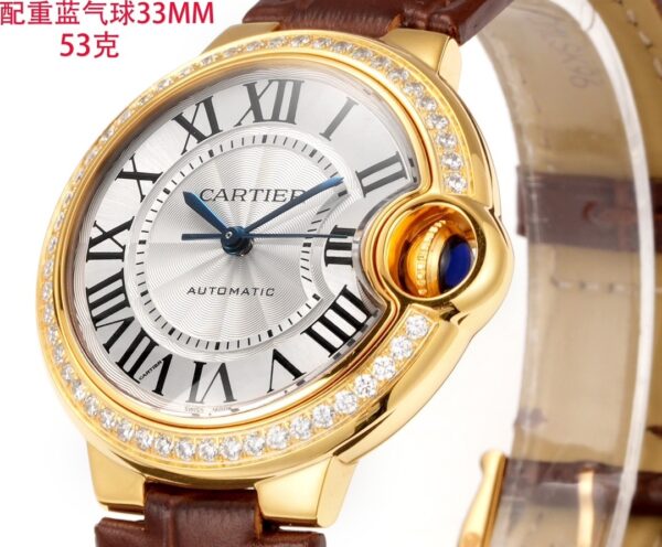 Cartier Ballon Bleu leather strap couple mechanical watch men's and women's watches