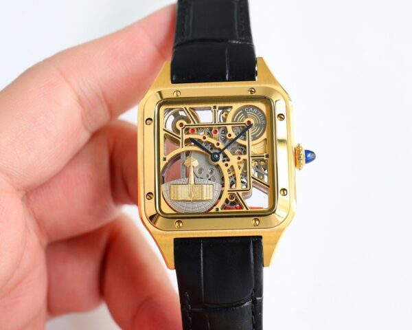 sy_no_966B24966E5F02C7D7158810E5DBA100_1 Cartier Santos automatic mechanical movement, fashionable and versatile, unisex Swiss watch with hollowed out dial and gold case