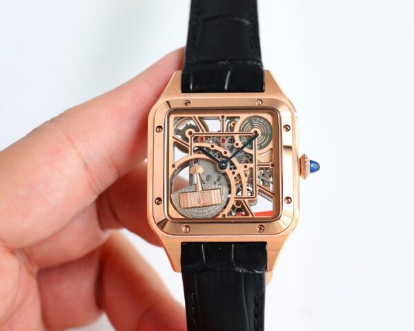sy_no_966B24966E5F02C7D7158810E5DBA100_2 Cartier Santos automatic mechanical movement, fashionable and versatile, unisex Swiss watch with hollowed out dial and gold case