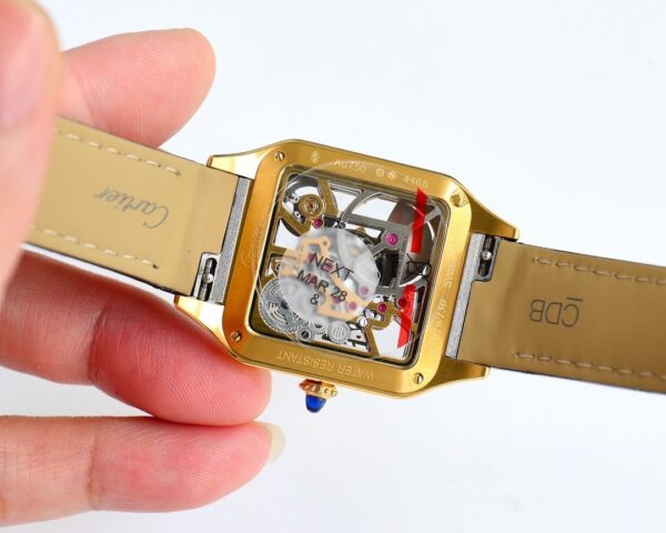 sy_no_966B24966E5F02C7D7158810E5DBA100_7 Cartier Santos automatic mechanical movement, fashionable and versatile, unisex Swiss watch with hollowed out dial and gold case