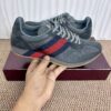 sy_no_977AB153298242E321662199791FAFB7_0 Gucci Re-Web Sneaker in Grey Mesh & Suede with Blue/Red Web Stripe