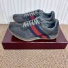 sy_no_977AB153298242E321662199791FAFB7_1 Gucci Re-Web Sneaker in Grey Mesh & Suede with Blue/Red Web Stripe