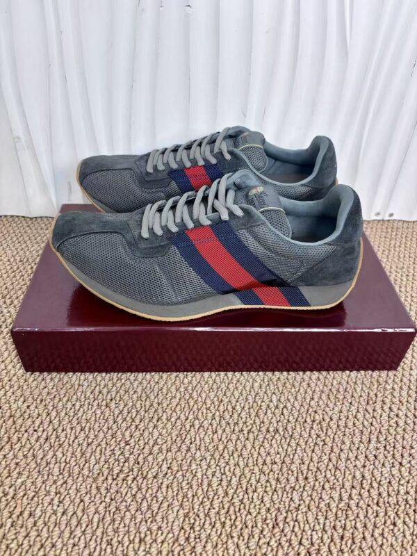 sy_no_977AB153298242E321662199791FAFB7_1 Gucci Re-Web Sneaker in Grey Mesh & Suede with Blue/Red Web Stripe