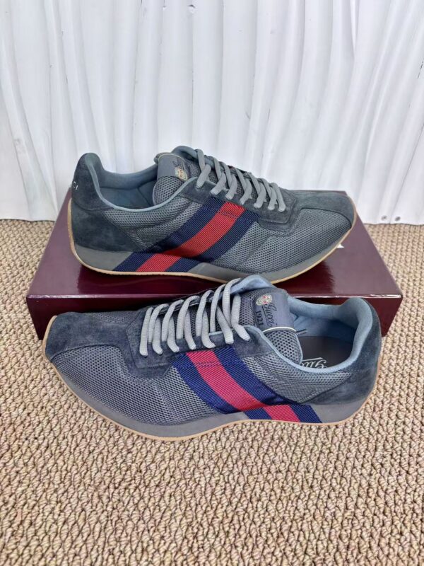 sy_no_977AB153298242E321662199791FAFB7_4 Gucci Re-Web Sneaker in Grey Mesh & Suede with Blue/Red Web Stripe