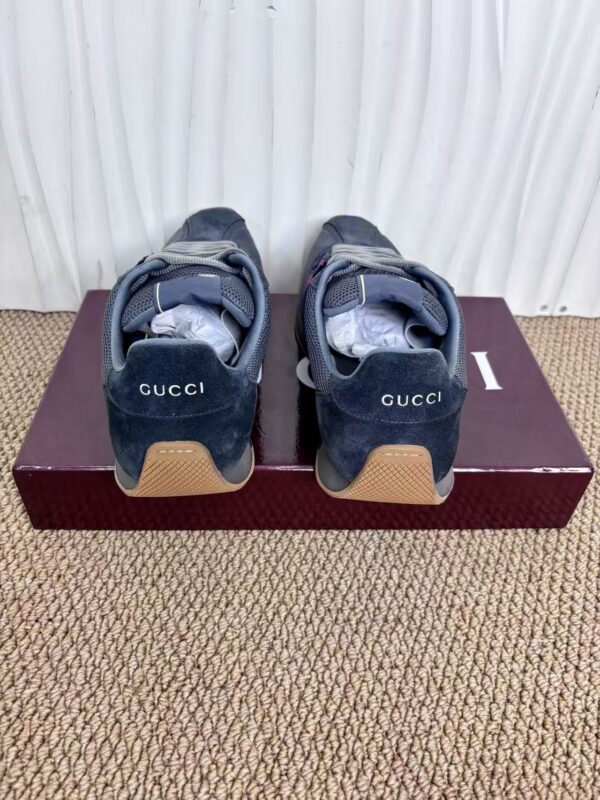 sy_no_977AB153298242E321662199791FAFB7_6 Gucci Re-Web Sneaker in Grey Mesh & Suede with Blue/Red Web Stripe