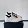 Saint Laurent White Pebble-Leather Black-Lace Low-Top Sneaker