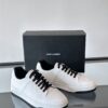 Saint Laurent White Pebble-Leather Black-Lace Low-Top Sneaker